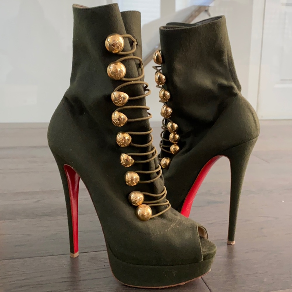 Christian Louboutin Military Green booties size 9